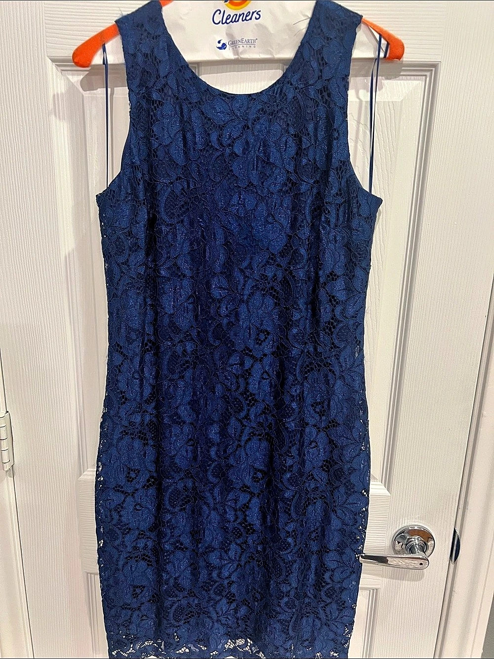 Sam Edelman Lace Sheath Dress with Bow Back Floral Blue Size 12